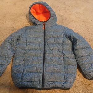 Blue Puffer Jacket with Orange Lining For A Boy Sz XS